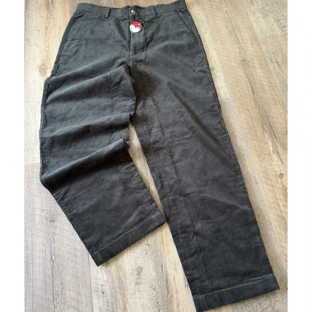Malbon Corduroy Mens Pants Extremely Rare DarkGreen SZ-34 Casual Golf Korea Made